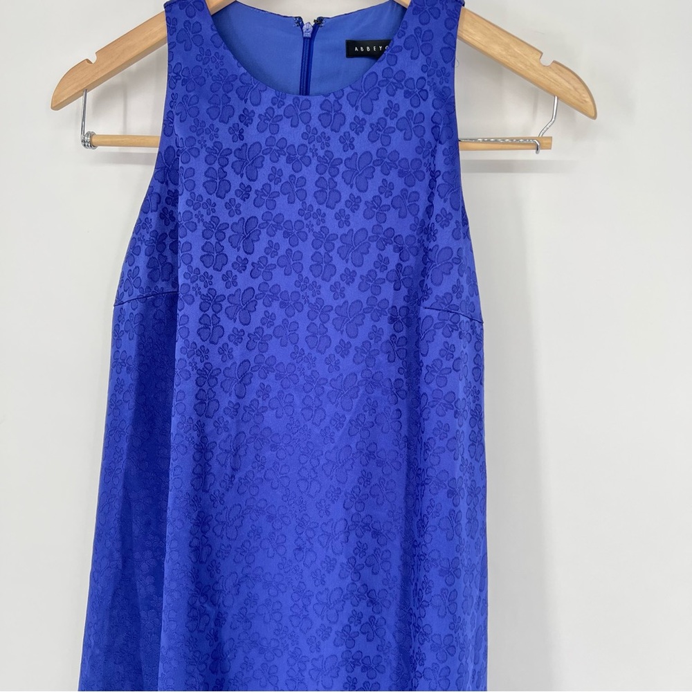 NWT Abbey Glass Lydia Dress Sleeveless Trapeze Jacquard Swing Electric Blue S - Picture 4 of 16